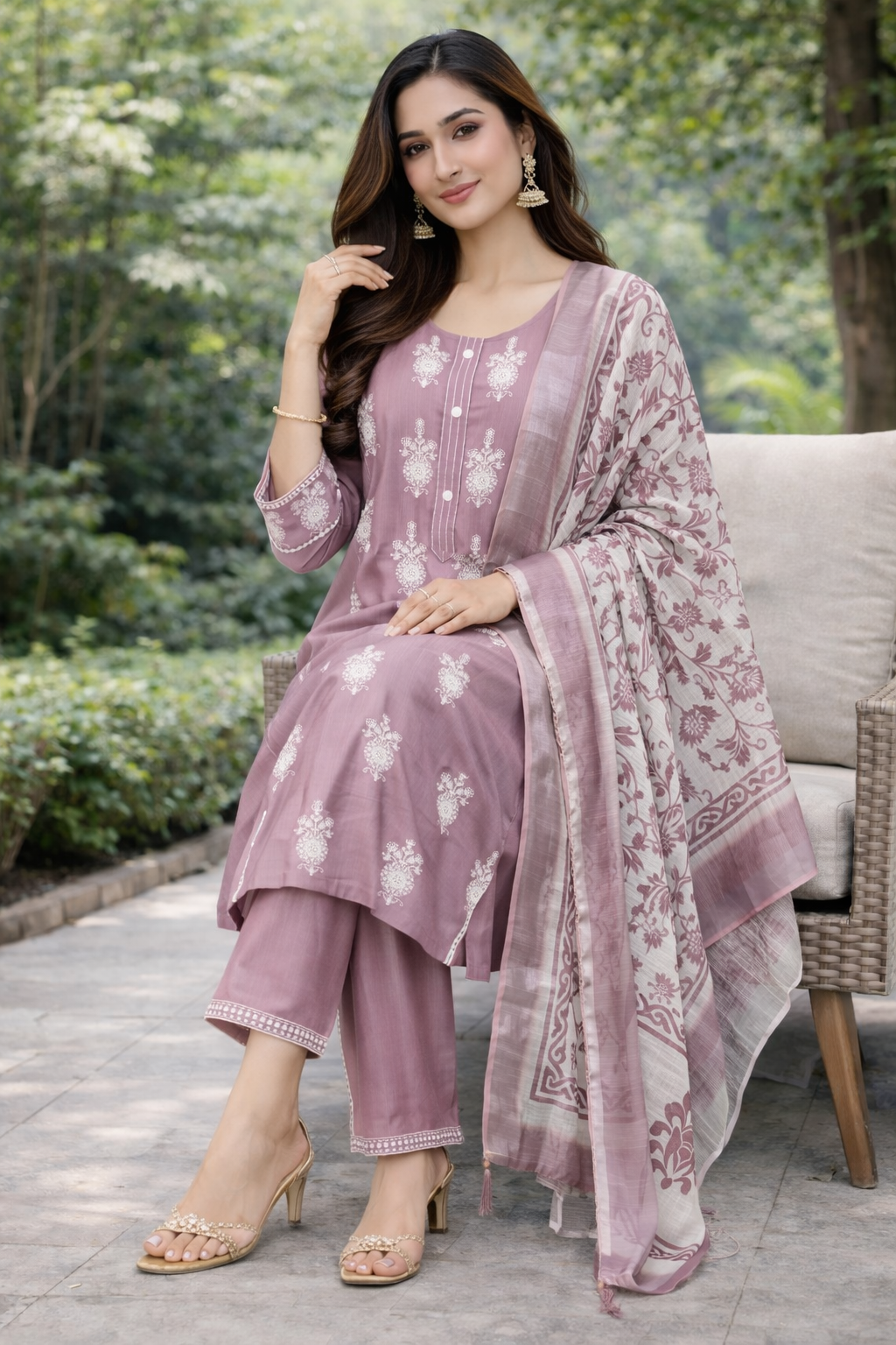 Size-3xl Beautiful purple colour 3 piece suit set